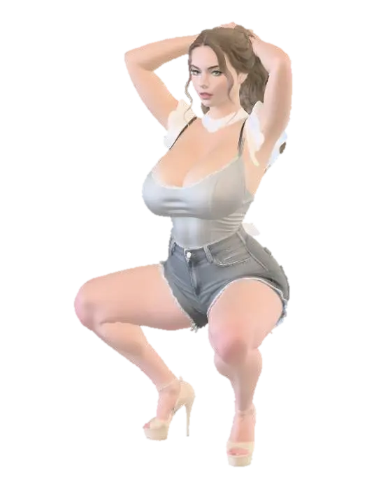 Lace and Denim Confidence - Lifestyle 3D model, vytvořený pomocí AI