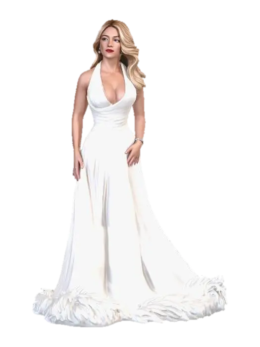 White Gown at The Housemaid Premiere - Film 3D model, vytvořený pomocí AI