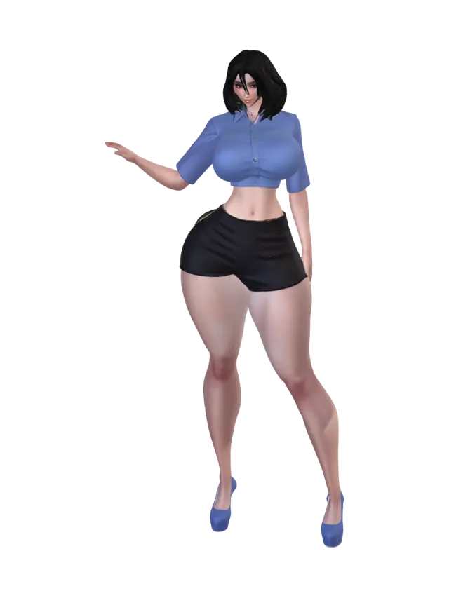 3D model for Blue Crop Top in a Modern Living Room