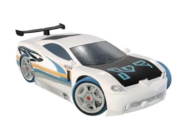 Azure Drift on Orange Track 3D model, vytvořený pomocí AI