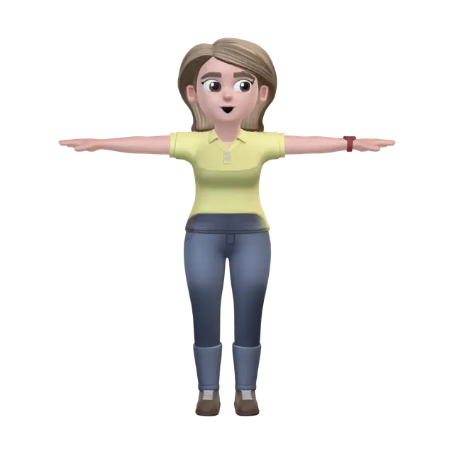3D model for Surprised Cartoon Woman