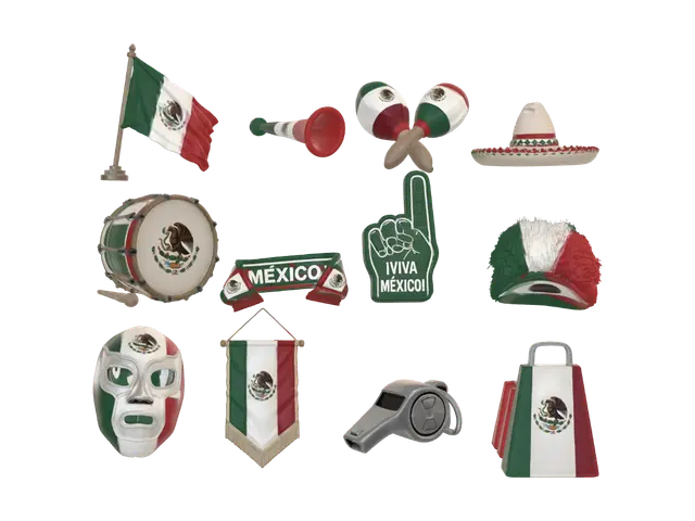 Mexican Icons - 2026 3D model, vytvořený pomocí AI