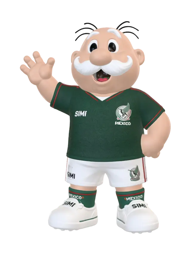 Senor Simi the Mexico Soccer Mascot - Cheer 3D model, vytvořený pomocí AI