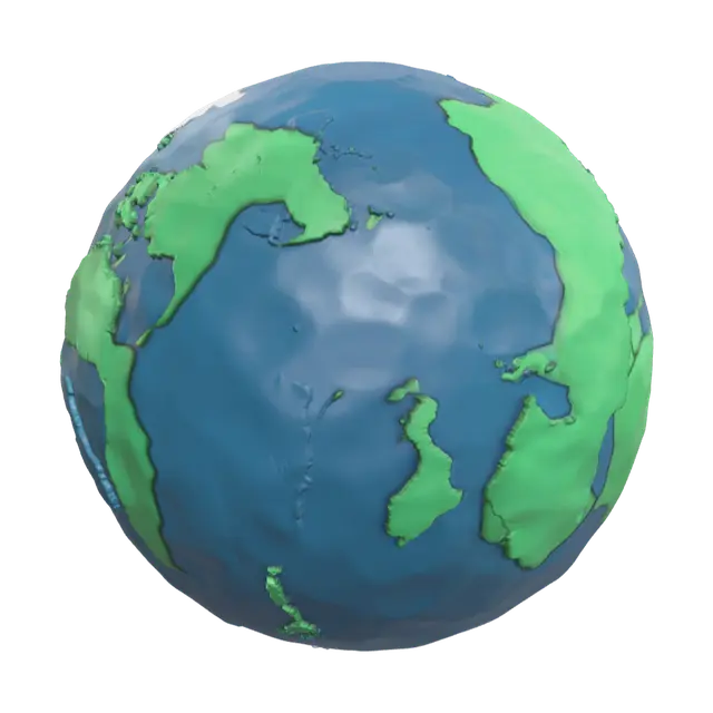 Stylized Cartoon Earth 3D model, vytvořený pomocí AI