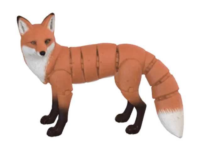 Flexi Articulated Fox 3D model, vytvořený pomocí AI