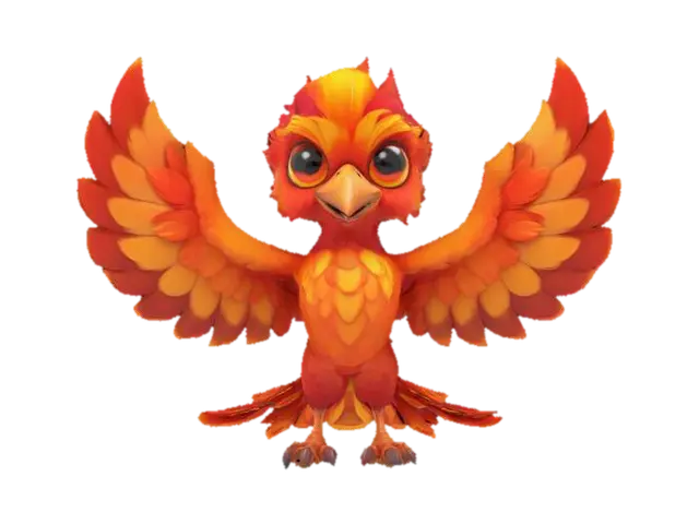 Phoenix Hatchling 3D model, vytvořený pomocí AI