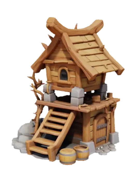 Thorny Cabin - Woods 3D model, vytvořený pomocí AI