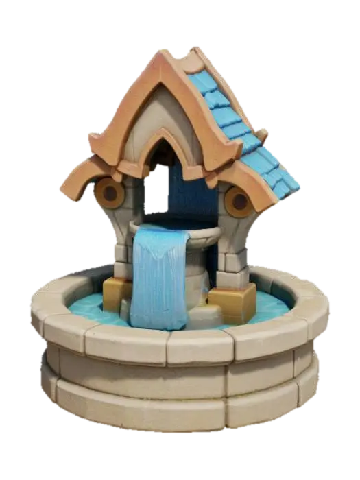 Well Fountain - Park 3D model, vytvořený pomocí AI