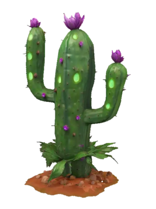 Luminous Cactus Blossom 3D model, vytvořený pomocí AI