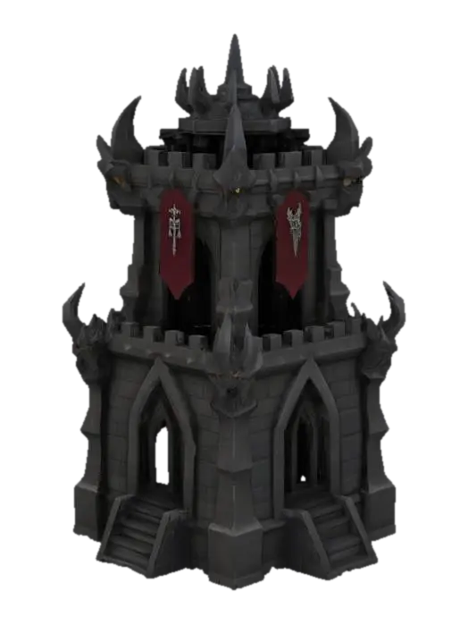Dark Fortress Tower 3D model, vytvořený pomocí AI