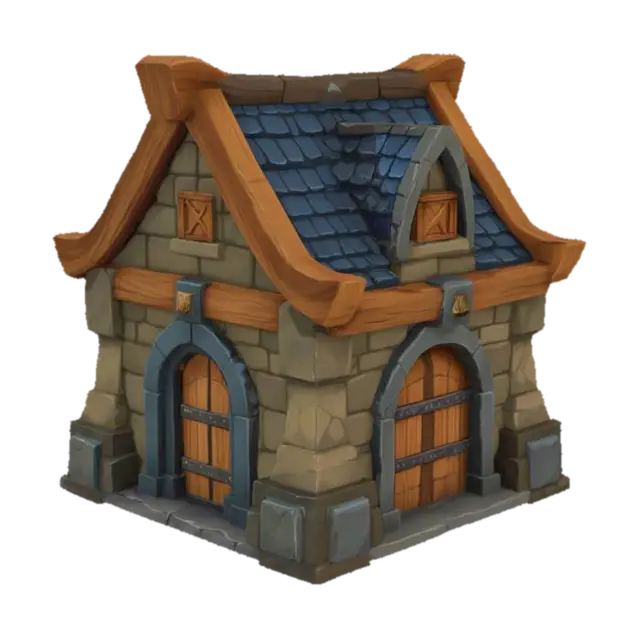 Medieval Stone Workshop 3D-model, gegenereerd door AI