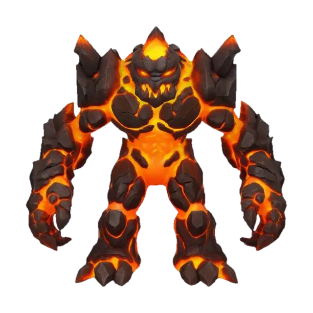 Inferno Golem 3D model, vytvořený pomocí AI