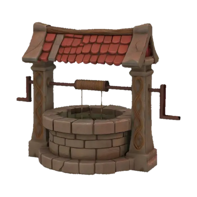 Wishing Well 3D model, vytvořený pomocí AI