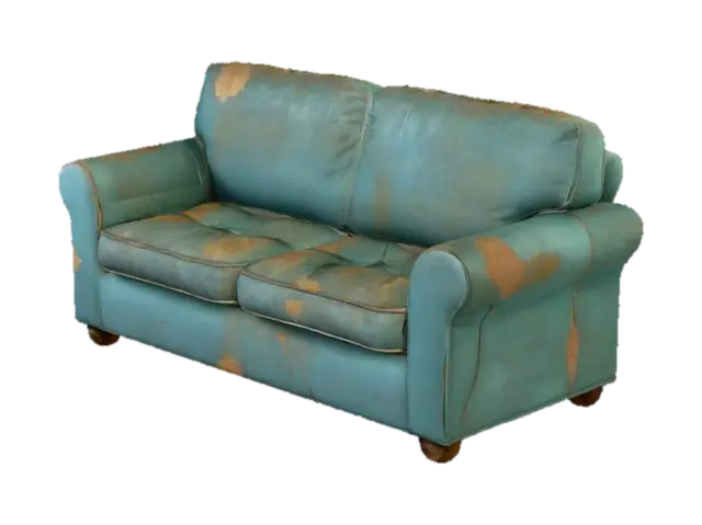 Worn Green Sofa - Comfortable 3D model, vytvořený pomocí AI
