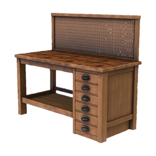 Workbench With Drawers 3D model, vytvořený pomocí AI