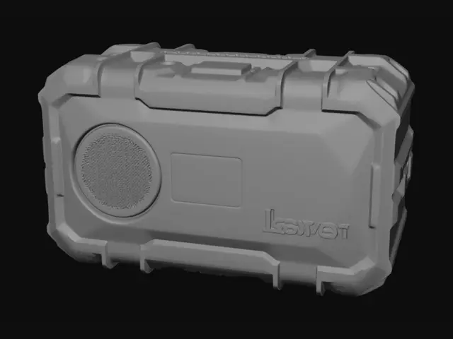 3D model for Корпус для блютуз колонки с двумя динамиками без экрана с показателем уровня заряда и логотипом LSaver