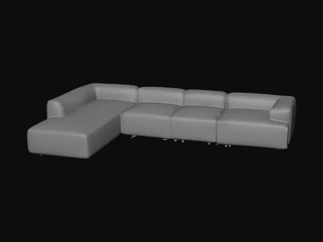 3D model for Beige L-Shaped Sectional Sofa