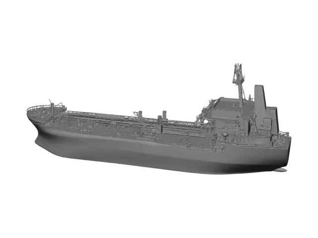 3D model for Red-Hulled Tanker Docked at Port