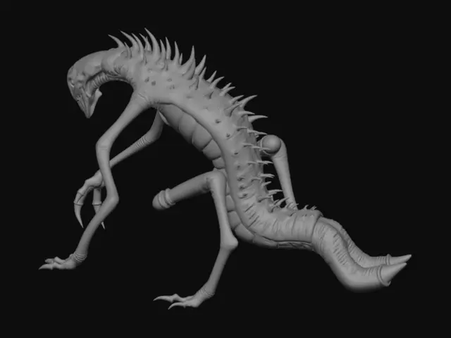 3D model for **主题！正在爬行，四肢异常过长且反关节扭曲。  
> **风格**：低多边形（low-poly），带有基础纹理贴图（diffuse color map），风格为恐怖、阴暗。  
> **纹理要求**：  
> - 主体颜色：灰白色或烧焦状，带有暗紫色/深红色斑点，模拟腐烂或血迹。  
> - 皮肤纹理: 粗糙、干裂，可添加一些像腐肉或烧痕的细节（不要太细致，保持低多边形风格）。  
> - UV布局合理，贴图分辨率建议512×512或1024×1024，便于后续优化。  
> **模型细节要求**：  
> - 身体扭曲，头部低垂或转向异常，无明显正常五官；四肢长度约为正常人类的1.5~2倍，膝盖和肘部反向弯曲。  
> - 爬行姿态，手指和脚趾拉长如爪，贴地。  
> - 脊柱呈S形或侧弯，整体充满不安感。  
> - 网格面数：3000~5000三角面（适合移动设备）。  
> - 输出格式：**OBJ + MTL（材质文件）** 或 **GLTF（嵌入纹理）**。