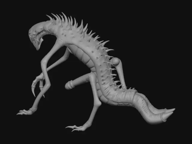 3D model for **主题！正在爬行，四肢异常过长且反关节扭曲。  
> **风格**：低多边形（low-poly），带有基础纹理贴图（diffuse color map），风格为恐怖、阴暗。  
> **纹理要求**：  
> - 主体颜色：灰白色或烧焦状，带有暗紫色/深红色斑点，模拟腐烂或血迹。  
> - 皮肤纹理: 粗糙、干裂，可添加一些像腐肉或烧痕的细节（不要太细致，保持低多边形风格）。  
> - UV布局合理，贴图分辨率建议512×512或1024×1024，便于后续优化。  
> **模型细节要求**：  
> - 身体扭曲，头部低垂或转向异常，无明显正常五官；四肢长度约为正常人类的1.5~2倍，膝盖和肘部反向弯曲。  
> - 爬行姿态，手指和脚趾拉长如爪，贴地。  
> - 脊柱呈S形或侧弯，整体充满不安感。  
> - 网格面数：3000~5000三角面（适合移动设备）。  
> - 输出格式：**OBJ + MTL（材质文件）** 或 **GLTF（嵌入纹理）**。