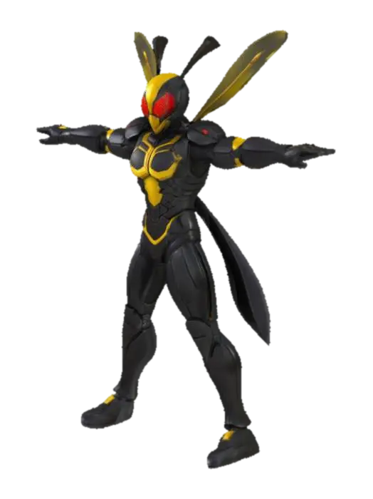 Photorealistic Kamen Rider inspired by bee, mainly black armor with subtle… - Kamenrider 3D model, vytvořený pomocí AI
