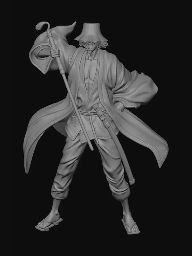 3D model for Green-Robed Wanderer with a Staff