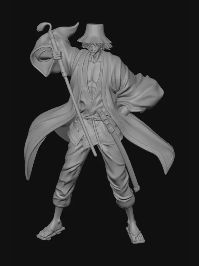 3D model for Green-Robed Wanderer with a Staff