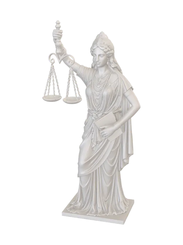 Lady Justice with Scales and Book - Blades 3D model, vytvořený pomocí AI