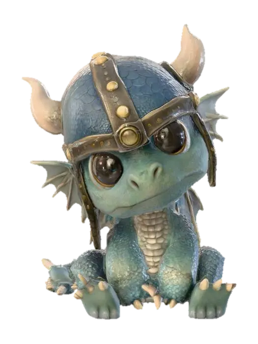 Dragon Hatchling Viking 3D model, vytvořený pomocí AI