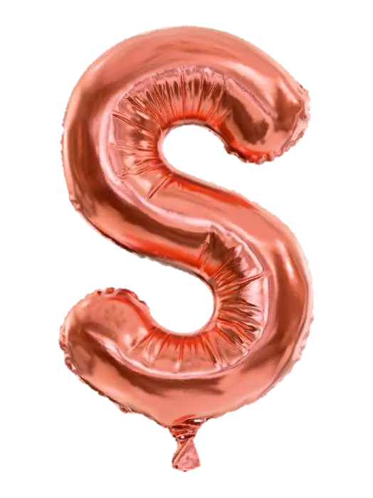 3D model for An artistic capital letter S, rendered as a sophisticated, inflated balloon with a luxurious metallic gradient, is highlighted against a plain, light grey backdrop. It shifts smoothly from a warm rose gold on its outer edges to a sleek, polished silver in its core, offering an upscale, contemporary appeal. The balloon's form is meticulously crafted with flowing, elegant curves, embodying a stable yet aerodynamically buoyant structure. Its texture is smooth and cool to the touch, reflecting ambient light with a soft, elegant sheen.
