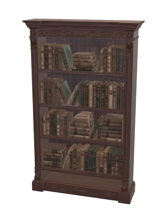 Ornate Antique Bookcase - Shelves 3D model, vytvořený pomocí AI