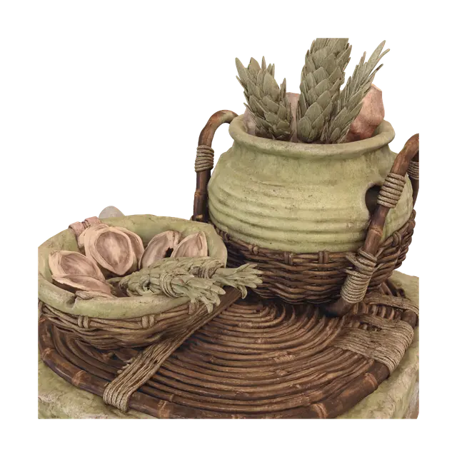 Earthy Still Life with Pottery and Basketry - Woven 3D model, vytvořený pomocí AI