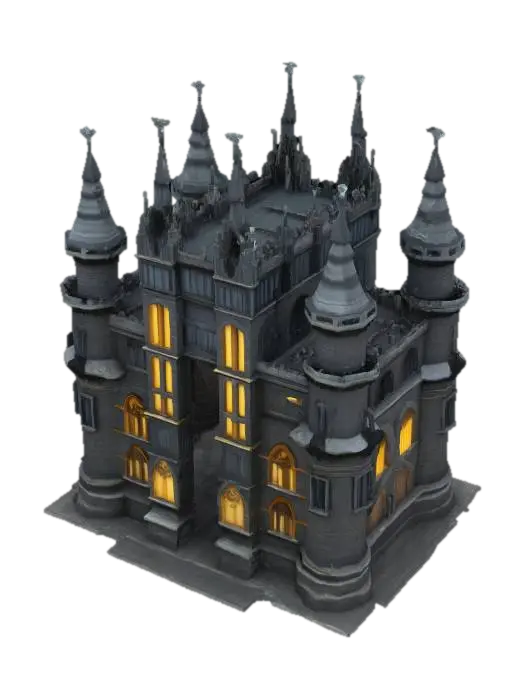 3D model for 3D model of an obsidian and onyx fortress KEEP section