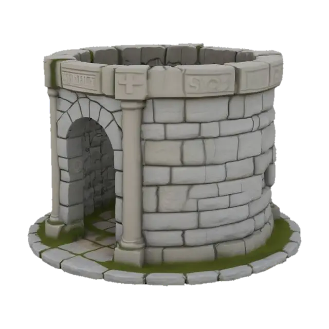 tall half-circle curved stone wall - Tile 3D model, vytvořený pomocí AI