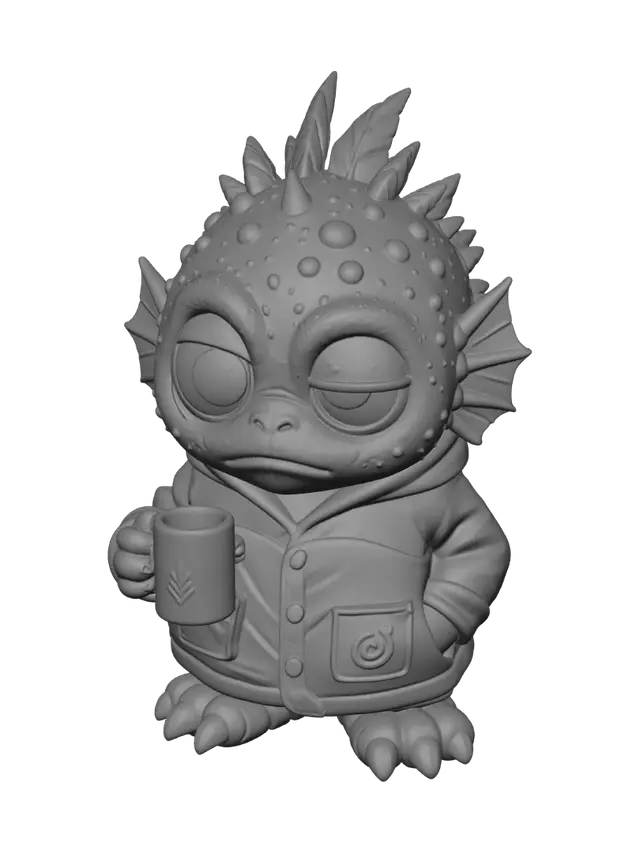 3D model for Sleepy Dino in a Yellow Hoodie