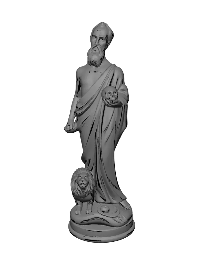 3D model for Bearded Scholar with Skull and Lion