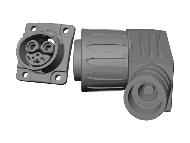 3D model for 4-pin circular aviation connector with panel-mount receptacle