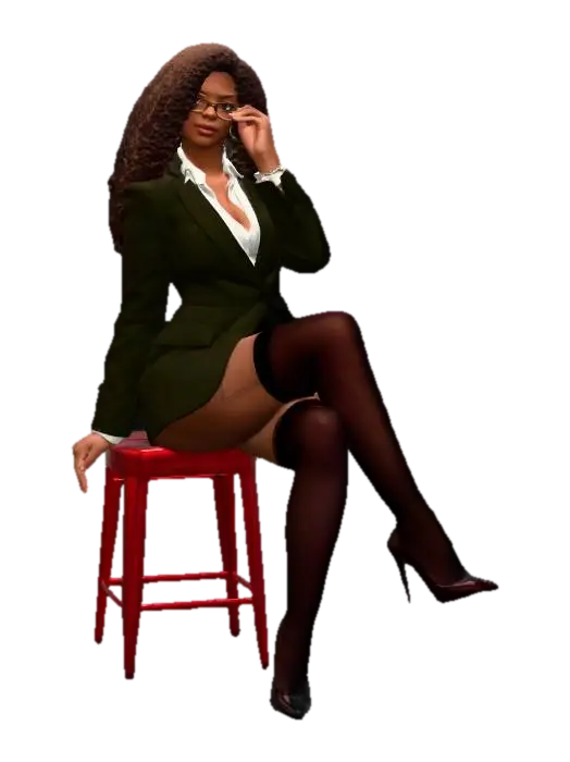 woman on stoll - Sitting 3D model, vytvořený pomocí AI