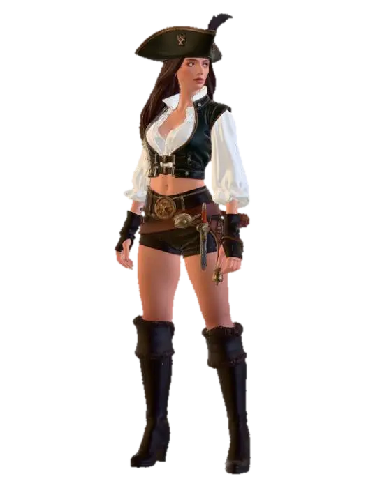 Pirat Corsair Lady 3D model, vytvořený pomocí AI
