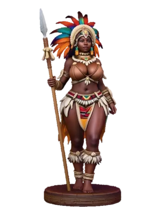Amazonian Spear Maiden - Savage 3D model, vytvořený pomocí AI