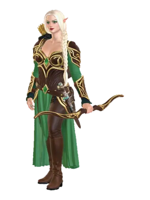 Halbelf Female with Bow - Half 3D model, vytvořený pomocí AI