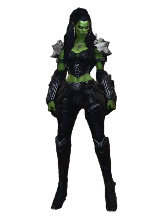 half Orc cyberpunk 3D model, vytvořený pomocí AI