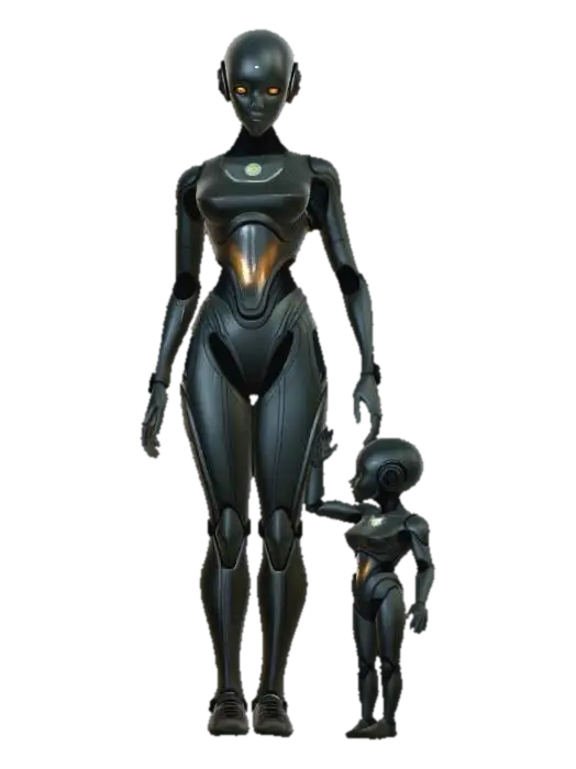 Steel Mother and Child 3D model, vytvořený pomocí AI