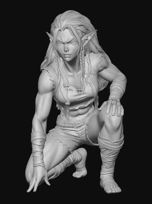 3D model for half Orc Huntress