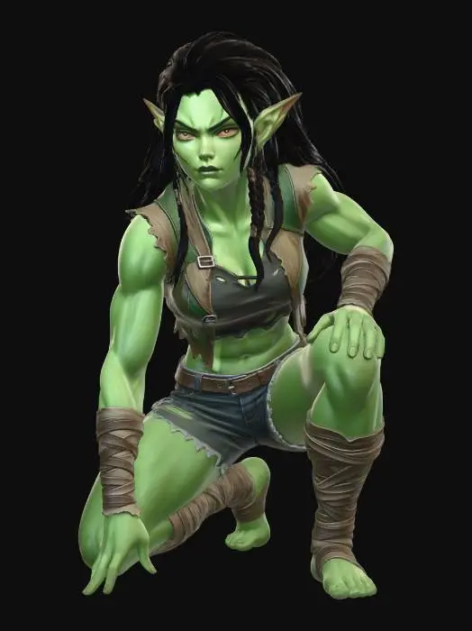 3D model for half Orc Huntress