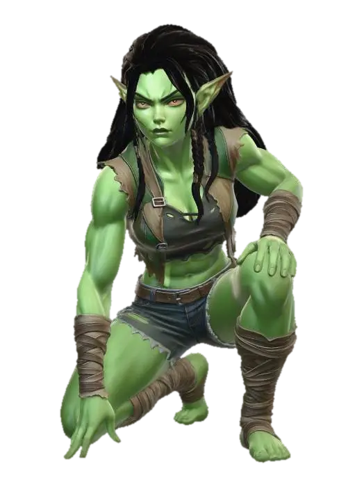 half Orc Huntress 3D model, vytvořený pomocí AI