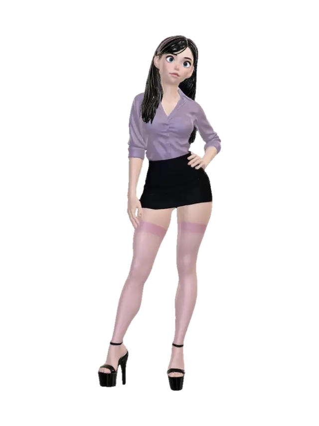 Comix girl - Lineart 3D model, vytvořený pomocí AI