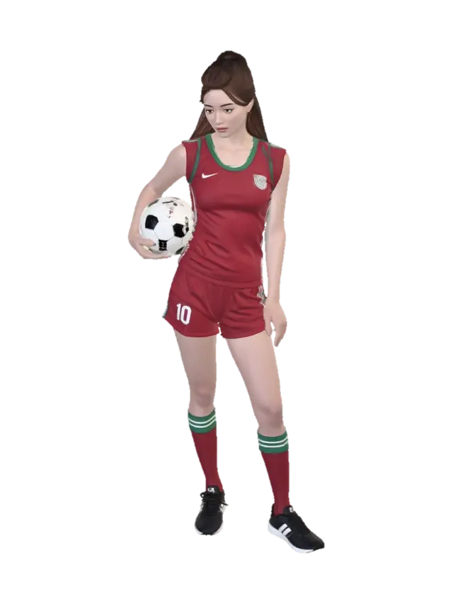 Number 10 in Red Soccer Kit - Football-3D-modell, genererad av AI