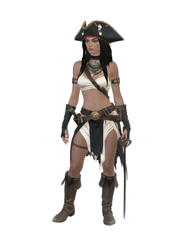 Corsair of the Crimson Coast 3D model, vytvořený pomocí AI