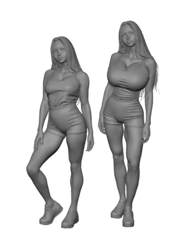 3D model for Dynamic Duo in White Tank Tops